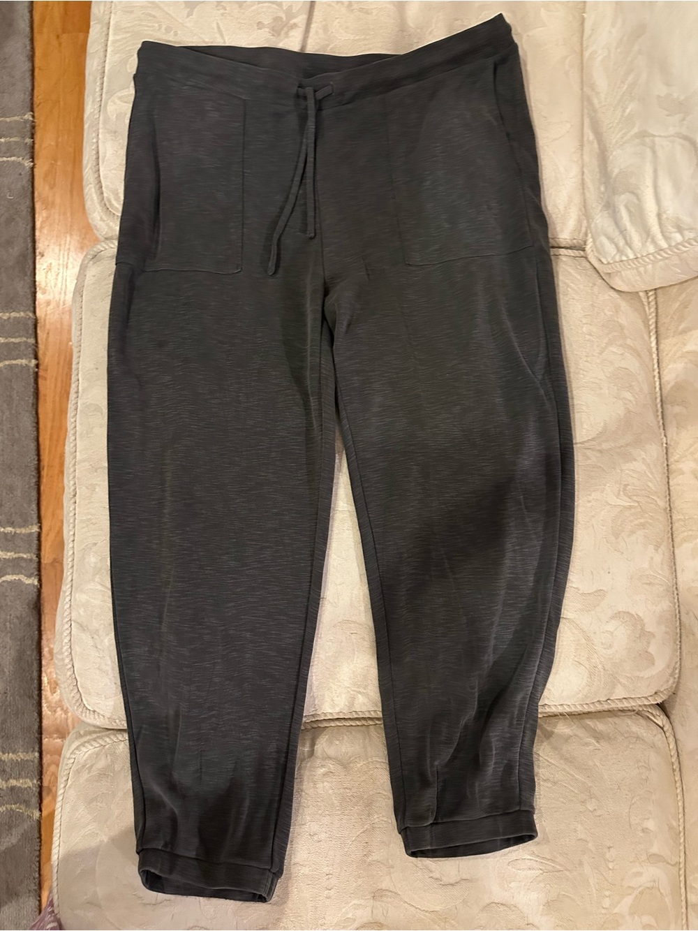 Cozy J. JIll Women's Charcoal Gray Drawstring Jogger Style Sandwashed Pantsuit